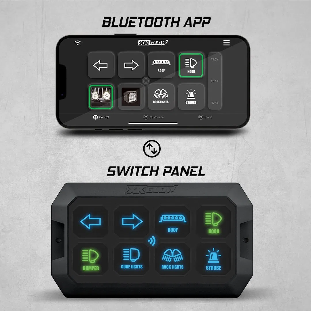 XK-CMD-KIT – XK GLOW Switch Panel, 8 Lighted Touch Switch Panel Built-In Fuse 9 To 16 Volt Wiring Ha - view 3